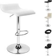 [ALFORDSON] 2X Bar Stool PU Leather Swivel Saxton Kitchen Barstools in 53-73cm Adjustable Backless Seat Height Counter Dining Chairs with Footrest and Floor Protector (White)