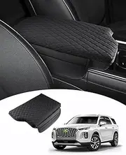 Shademax Custom Fit for Center Console Cover Hyundai Palisade 2020 2021 2022 2023 2024 2025 Armrest Cover Center Console Pad PU Leather Armrest Seat Box Cover Protector with Pockets Storage Bag