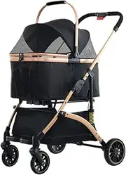 Pet Stroller Detachable Basket Pet Cart Universal Comfortable Dog Stroller for Cats and Dogs Easy Folding Pet Stroller Small Pet Stroller(Black)