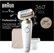 Silk-épil 9 Flex Epilator for Easy Hair Removal, 9-041 3D, White/Gold