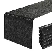 6 Packs 12 x 72 inches Black Sequin Table Runner, Glitter Runner for Birthday...