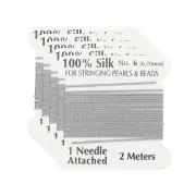 Silk Cord Thread, 5 Pcs Pure Silk Beading Thread Cord Size 0.7 mm, Light Grey