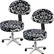 Swivel Chair Slipcovers with Back, Set of 1/2/4 Round Stretch Bar Stools Cover, for Multi-Purpose Office Desk Chair,Home Bar Kitchen(Color23,2PCS)