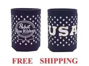PABST BLUE RIBBON USA 2 PBR BEER CAN HOLDER COOLER KOOZIE COOLIE HUGGIE NEW