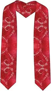 [SKKNT] Valentine'S Day Red Heart Flower Print Graduation Shawl Stole For Academic Commencements Honor Sash Congratulations Gift