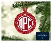 SET OF 4 MONOGRAM INITIALS METAL CHRISTMAS ORNAMENTS PERSONALIZED - STOCKINGS D9