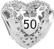 [LSxAB] Heart Love 21 30 40 50 60 Birthday Charm Compatible with Pandora Charms Bracelets for Women