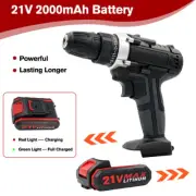 21V Cordless Hammer Drill Set Electric Impact Driver Screwdriver + 2 Battery Kit
