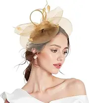 [ZANDO] Fascinators for Weddings, Feather Mesh Fascinator Clip, Faux Flowers Fascinator, On A Headband Wedding Prom 2025