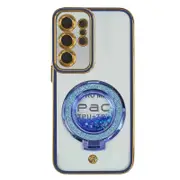 For Samsung Galaxy S25+Plus/S24+Plus Glitter Stand Case Shockproof Case Heavy Duty Protective Back Cover (Blue)