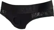 RodeoH Mid Rise Black Crotchless Lace Panty Harness, FTM / Pegging, RRP $95