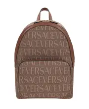 Versace Allover Logo Printed Backpack One size Brown