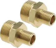 2PCS Pressure Washer Adapter M22x1.5 Male Thread to G1/4 Inch Male Nipple Plug Brass Coupling Reducer Hose Joining Connection Adapter Connector for Hose