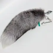 Multi-function Real Fox Tail Fur Anal Plug Sexy Adult Toy Fashion Butt Stainless Steel Cosplay (Sky Blue, Medium Plug)