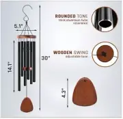 Memorial Sympathy Wind Chimes Handcrafted Soothing, Aluminum & Beechwood