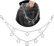 Hip Hop Trouser Chain, Ymapinc Punk Jean Chain Star Jeans Chain Metal Trousers Chain Dual Layer Jeans Chain Star Trousers Chains Silver Bag Chain for Men Women Hip Hop Style, Middle, Zinc alloy, No