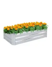 [SOGA] Rectangle Galvanised Raised Garden Bed 120cm Silver