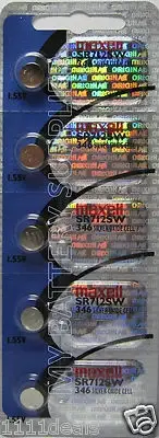 5 Maxell 346 Watch and Calculator Batteries