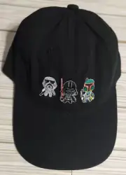 Star Wars Black Embroidered Hat Cap Mini Figures Vader Boba Fett Stormtrooper