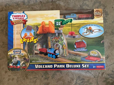 Fisher Price Wooden Thomas Train Volcano Park Deluxe Set! New