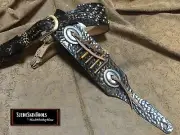 Custom Tooled Leather Native American Inspired Bone Bead/Concho Guitar Strap