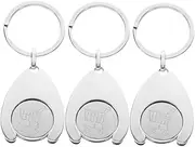 [jojofuny] 3Pcs Trolley Tokens Key Ring Metal Keychain Coin for Grocery Shopping Cart Portable Trolley Remover Accessory present for