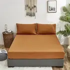 Pumpkin Color Bed Sheet Set Autumn Orange 4 Pieces Bedding Sheet Set 1 Fitted...