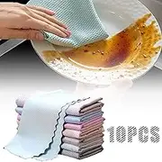 Shiny Wipes Cleaning Cloths, Reusable Lint Free Shiny Wipes for Cleaning, Fish Scale Streak Free Miracle Cleaning Cloth, Shiny Wipe for Dishes, Windows, Glass, Stainless Steel (10PCS)
