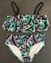 Kanu Surf Girls’ Black Multi Flounce Bikini 2-Piece Swimsuit, Size 12 NWT NEW