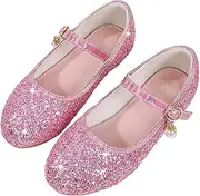 [Egmy] Sparkly Girls Dress Sandals Toddler Kids Wedding Party Low Heel Mary Jane Shoes Glitter Non-slip Flat Shoes