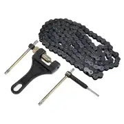 420 Motorcycle Chain and Chain Breaker, Standard Roller Chain 132 Link, for 50Cc