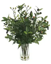 Creative Displays Olive Branch And Cherry Blossom Branch Arrangement In A Clear Glass Vase