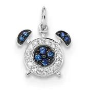 14k White Gold Diamond and Sapphire Alarm Clock Pendant