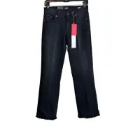 Cambio Jeans Womens 4 Black Flare paris easy kick feather Sequin hem NEW Denim