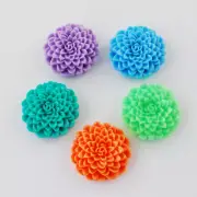 RESIN FLOWER CABOCHONS ASSORTED Large 24mm Dahlia Flower Flat Back 24pcs
