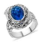 BALI LEGACY 5.35ctw Caribbean Quartz Fish Ring Sterling Silver 10.7 gram Size 7