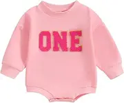 [Filgriox] Toddler Kids Baby Girl Boy Birthday Outfit Letter Embroidery Long sleeve Birthday Shirt/Romper Cake Smash Outfits