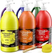 Nicpro 6 Colors Large Washable Paint Set (69 oz, 2040ml), Acrylic Bulk Paint Supplies Non Toxic Children Tempera Paint for Art, Craft DIY, Poster & Finger Paint, School, Home,Classroom