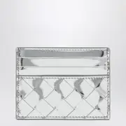 [Bottega Veneta] Card holder silver in Intrecciato leather One size Grey
