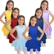 Girls Kids Sequins Jazz Ballet Dance Dress Tutu Skirt Stage Performance Costume