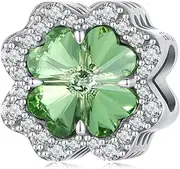 [Teleye] Four-leaf Clover Charm 925 Sterling Silver Charm Fits For Pandora Bracelet Necklace,SCC2622, Cubic Zirconia, Created Cubic Zirconia