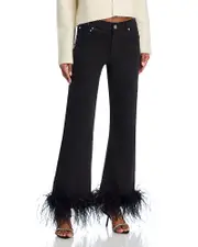 Alice and Olivia Roxie Feather Trim Flared Jeans