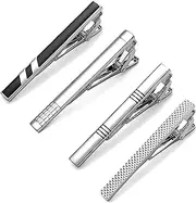 [MOZETO] Tie Clips for Men, Black Gold Blue Gray Silver Tie Bar Set for Regular Ties, Luxury Box Gift Ideas