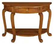 Emilie Cabriole Leg 1 Drawer Half Round Entry Table (Light Pecan)