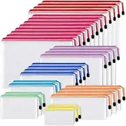[Oviovky] 30pcs Mesh Zipper Pouch, 8 Sizes Waterproof Plastic Document Bags, 8 Colors Multipurpose Mesh Zipper Bags Desk Accessories & Storage Products for Office School Business Home Travel