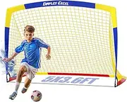 Dimples Excel Soccer Goal Pop up Soccer Net for Backyard, 1 Pack (Blue+Yellow-5' x 3.6')
