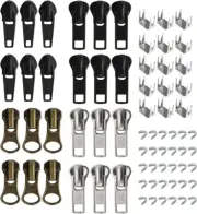 24 Pcs #5#7 Zipper Sliders Replacement Zipper Pull Repair Kit Includes Top and B