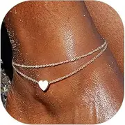 [ChainsPro] Women S925 Sterling Silver Anklet-Adjustable, Bead/Heart/Moon/Handcuff Ankle Bracelet,Summer Foot Jewelry, Stainless Steel/Gold Plated(Send Gift Box)