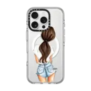 iPhone 16 Pro Clear Case MagSafe Compatible Solitude (Fair Complexion, Brunette) Fashion Illustration Case
