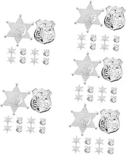 Kisangel Role Play Badge Cop Role Play Cosplay Accessory Role Play Police Dress up Accessories Halloween Cop Cosplay Costume Party Decoration Silver Abs